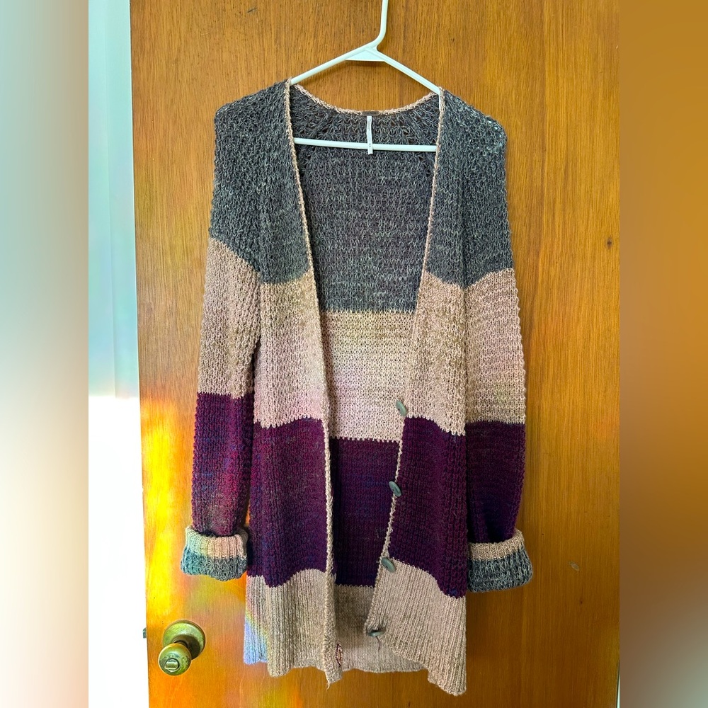 Free People Color Block Cardigan